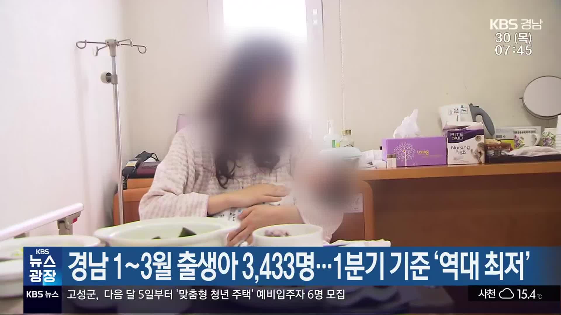 경남 1~3월 출생아 3,433명…1분기 기준 ‘역대 최저’