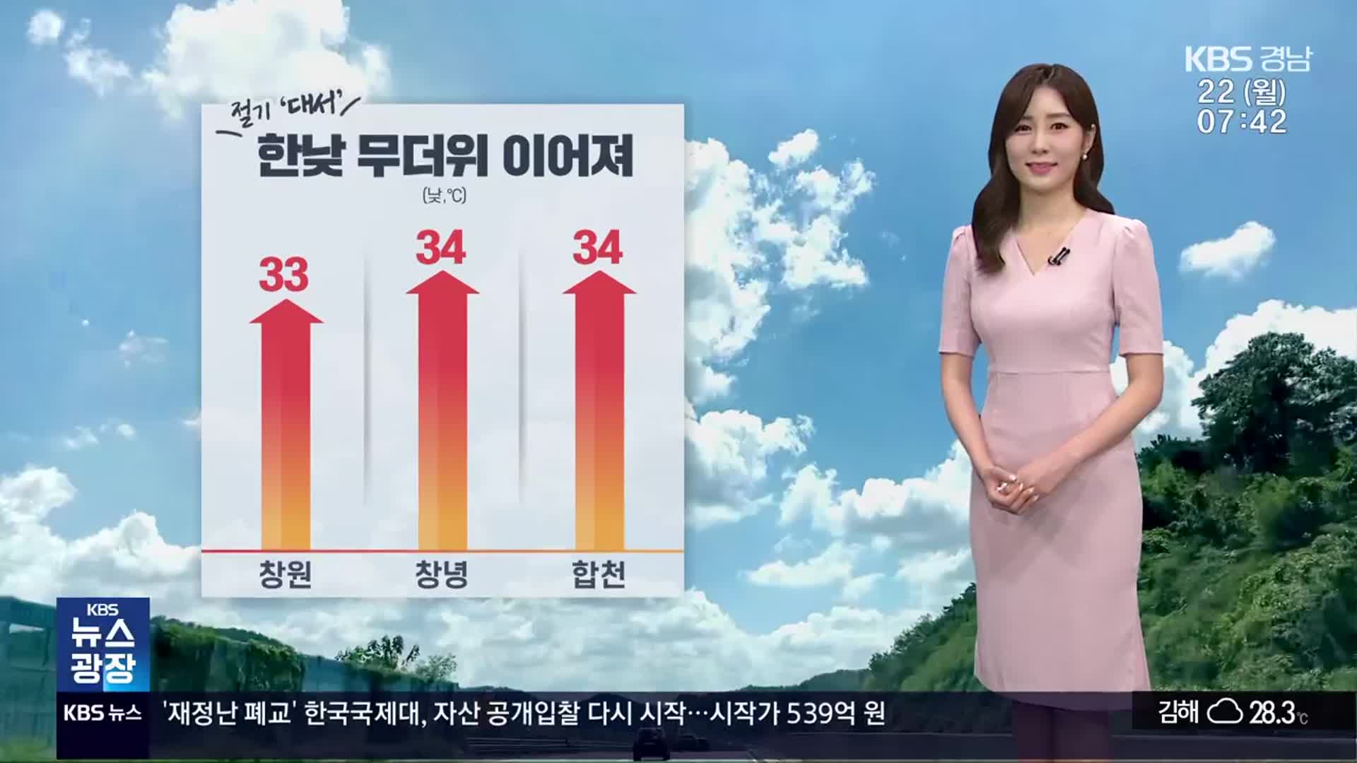 [날씨] 절기 ‘대서’, 경남 폭염 특보 속 무더위…남해안 빗방울