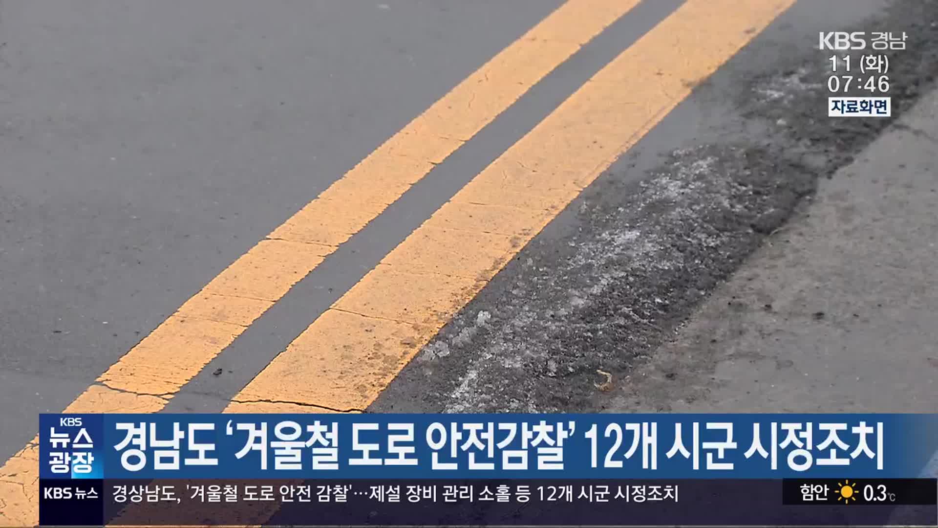 경남도 ‘겨울철 도로 안전감찰’ 12개 시군 시정조치