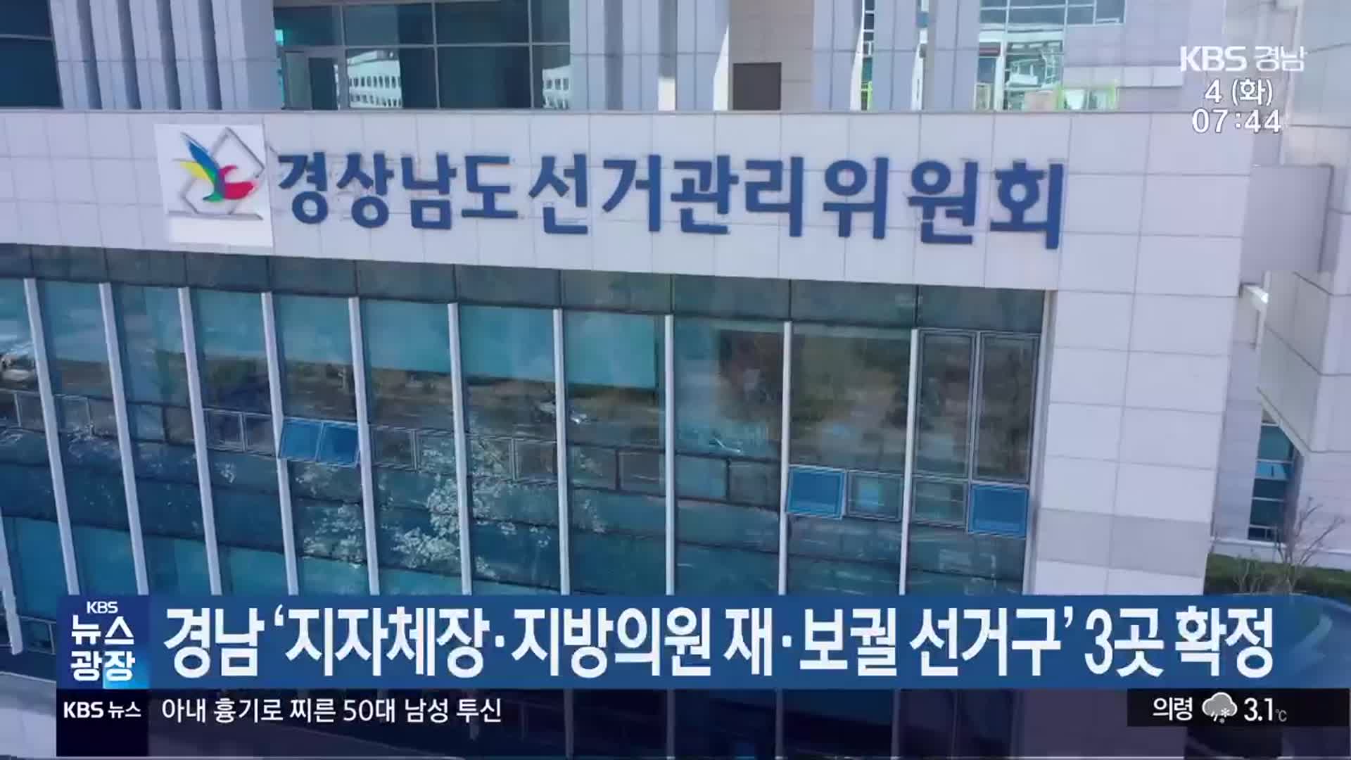 경남 ‘지자체장·지방의원 재·보궐 선거구’ 3곳 확정