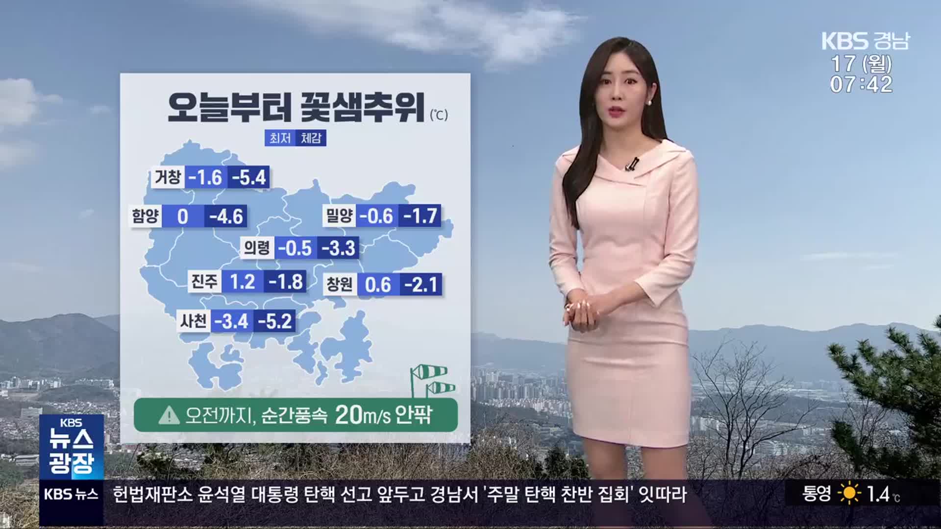 [날씨] 경남 오늘부터 꽃샘추위…체감온도 더 낮아