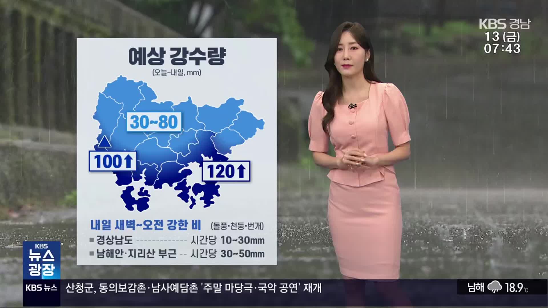 [날씨] 경남 오늘부터 흐리고 비…많은 곳 남해안 120mm↑