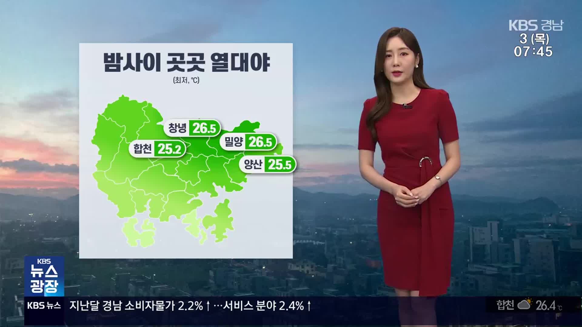 [날씨] 경남 밤사이 내륙 열대야…당분간 폭염 이어져