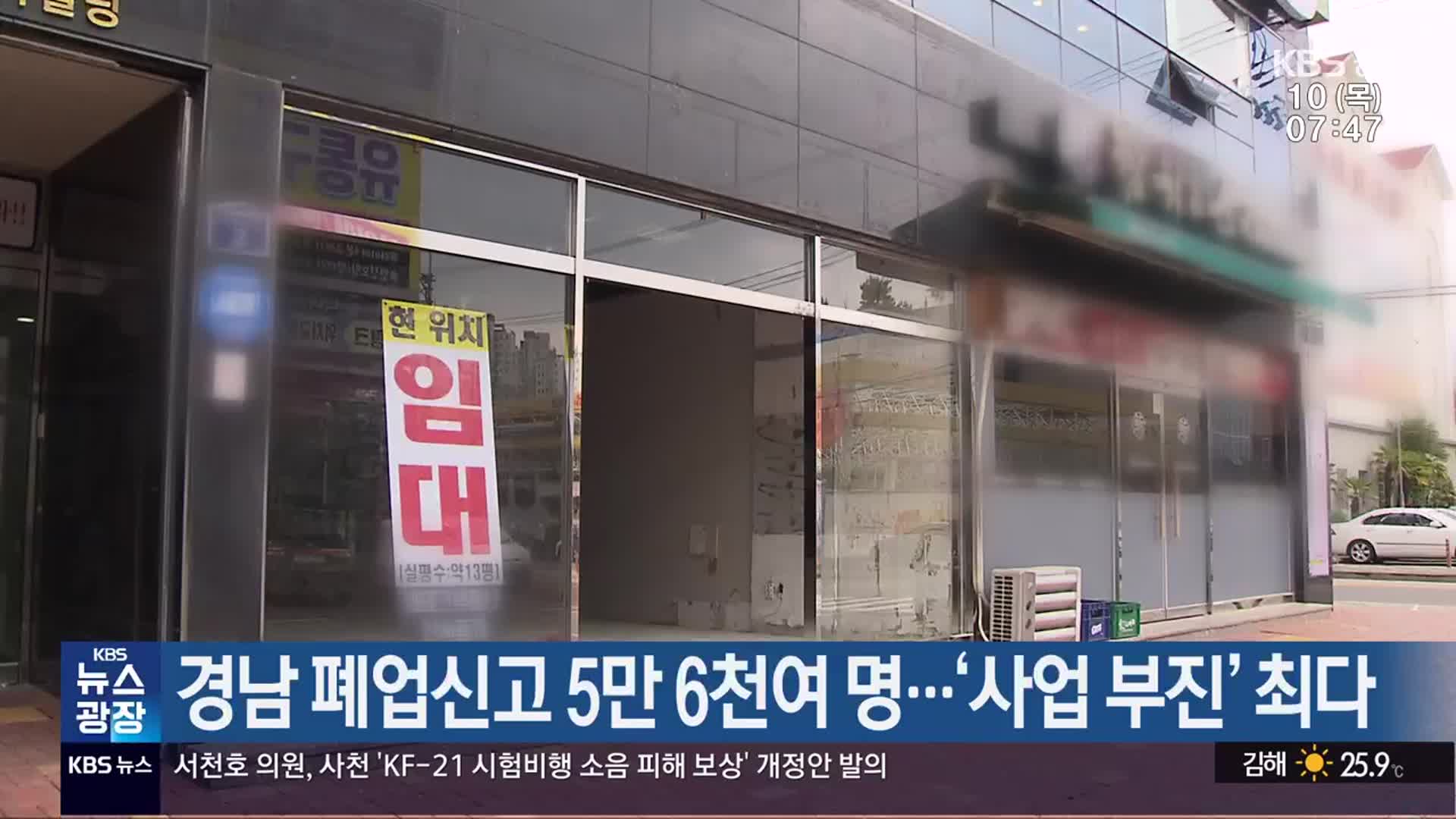 경남 폐업신고 5만 6천여 명…‘사업 부진’ 최다