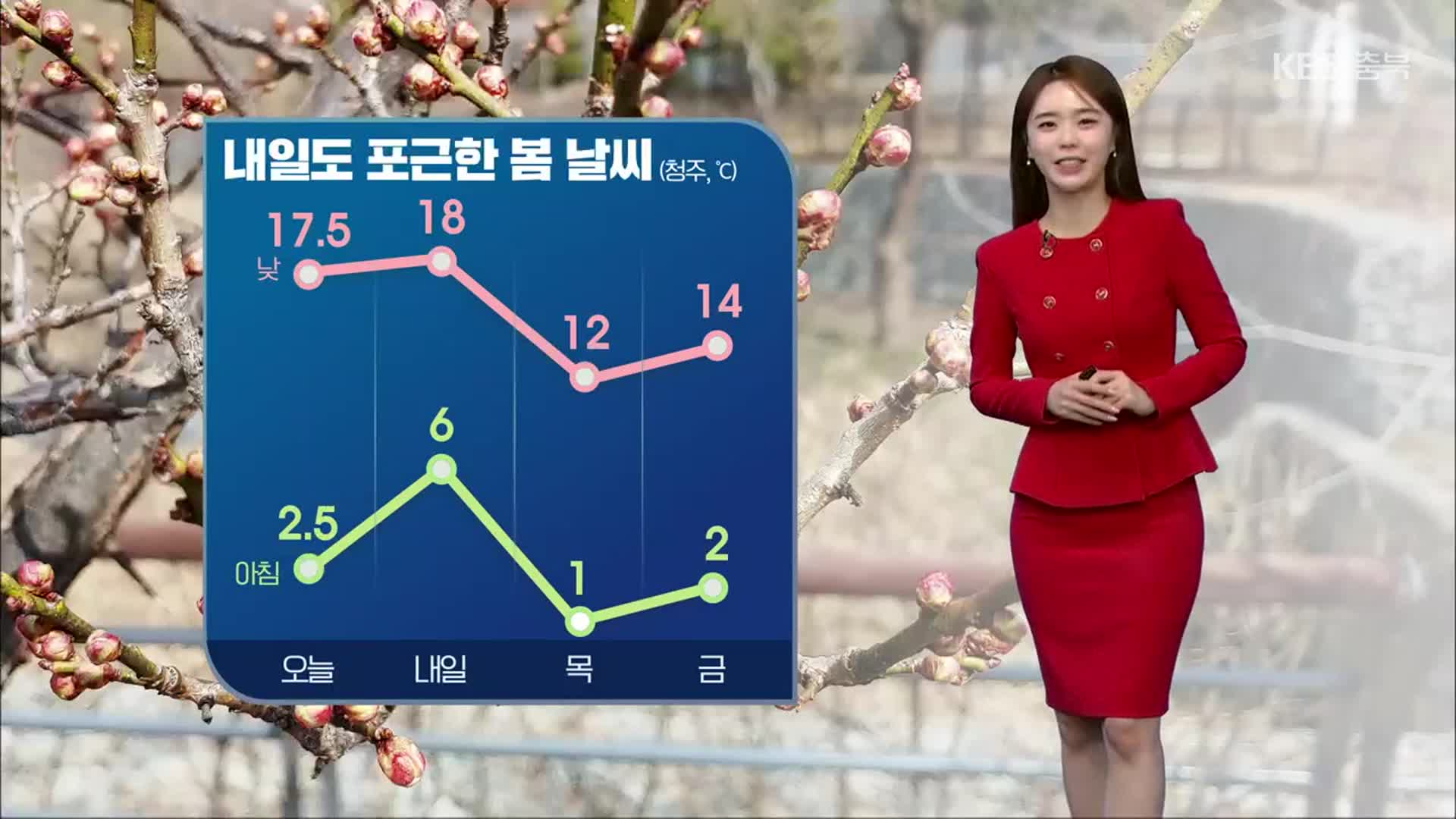 [날씨] 충북 대부분 대기 건조…내일도 포근한 봄