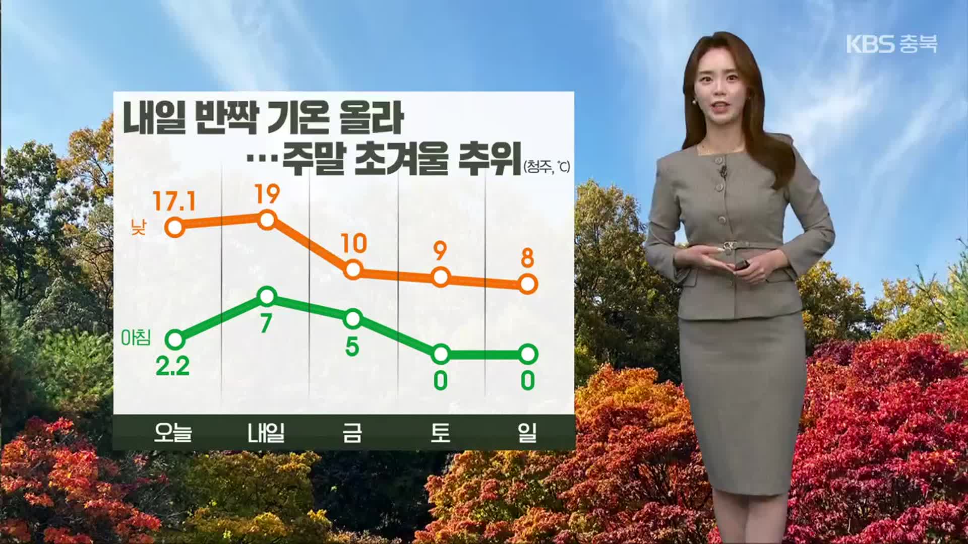 [날씨] 충북 내일 반짝 기온 회복…밤사이 비 조금