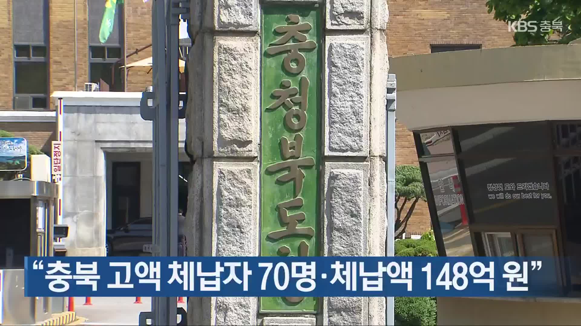 “충북 고액 체납자 70명·체납액 148억 원”