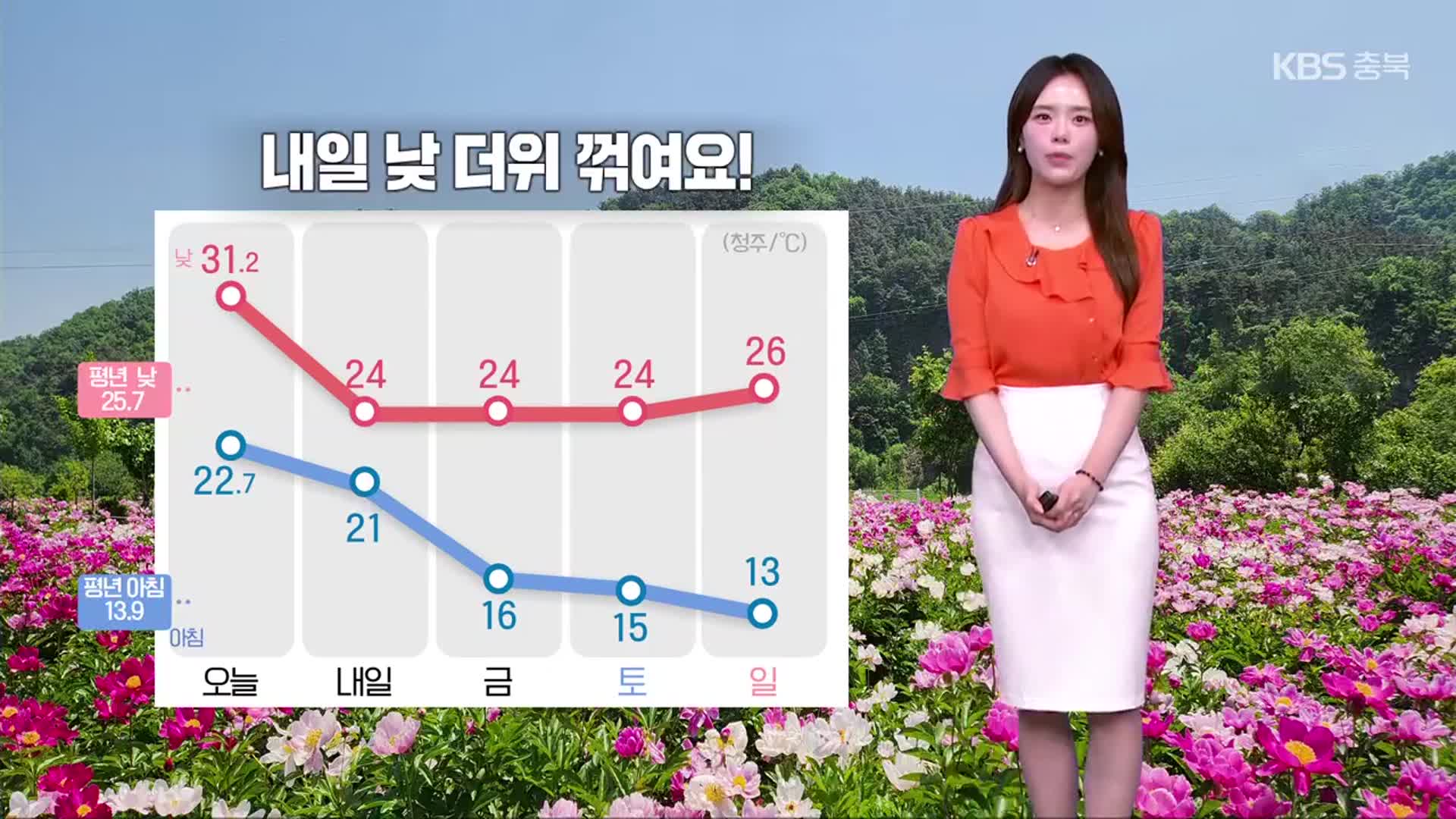 [날씨] 충북 내일 비…낮 더위 꺾여요!