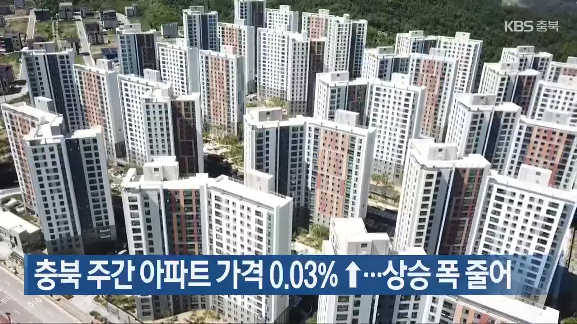 충북 주간 아파트 가격 0.03% ↑…상승 폭 줄어