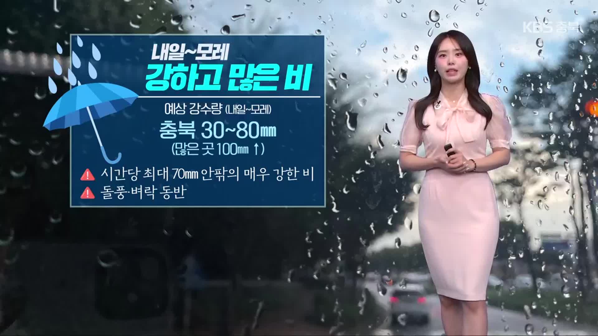 [날씨] 충북 내일 강하고 많은 비…시간당 최대 70mm