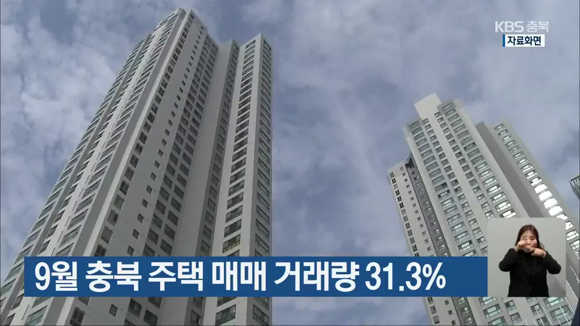 9월 충북 주택 매매 거래량 31.3%