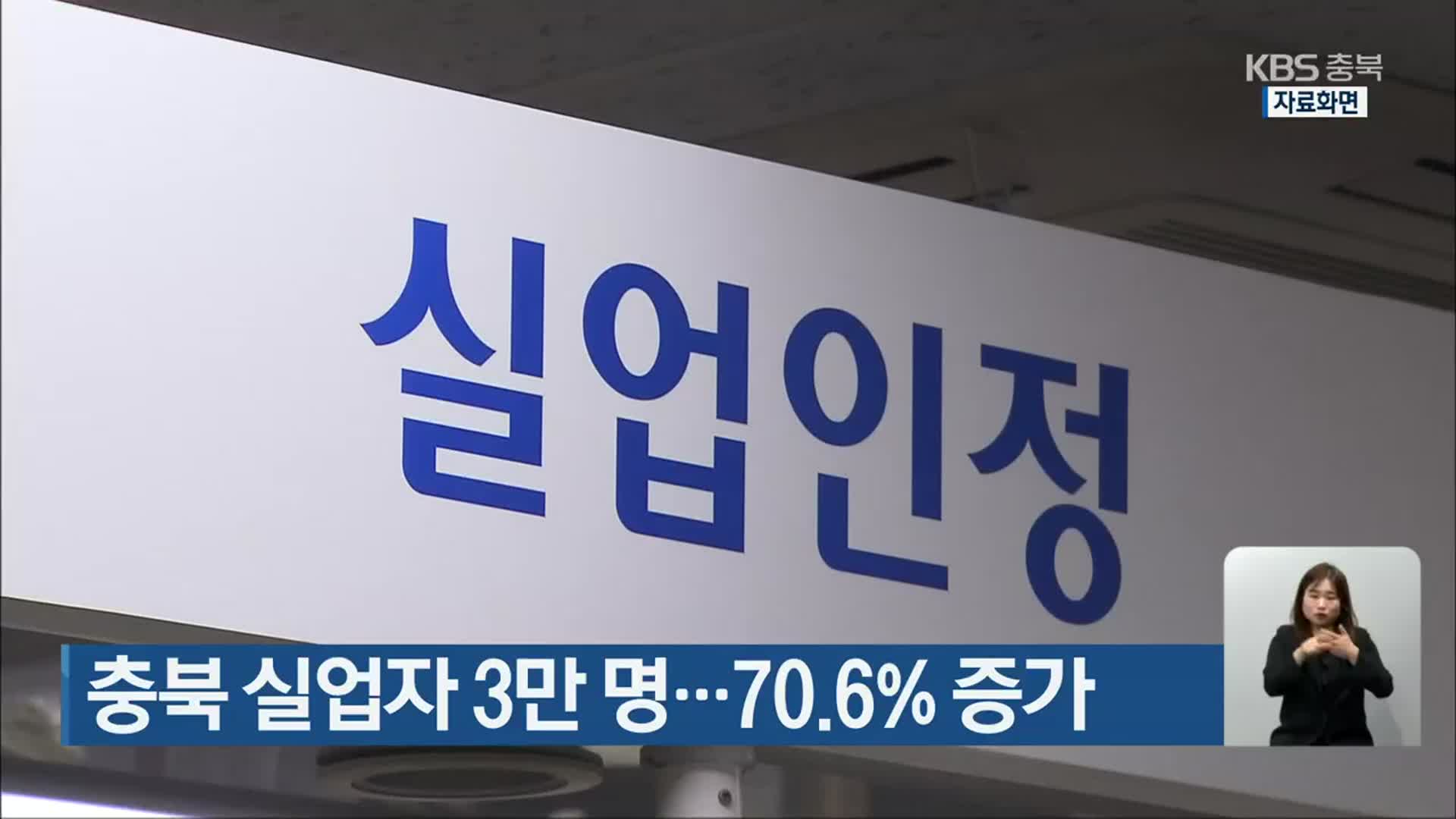 충북 실업자 3만 명…70.6% 증가