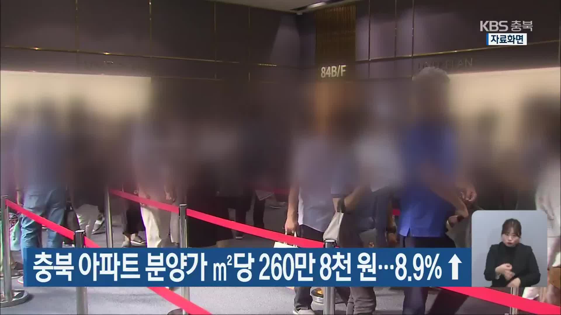 충북 아파트 분양가 ㎡당 260만 8천 원…8.9%↑