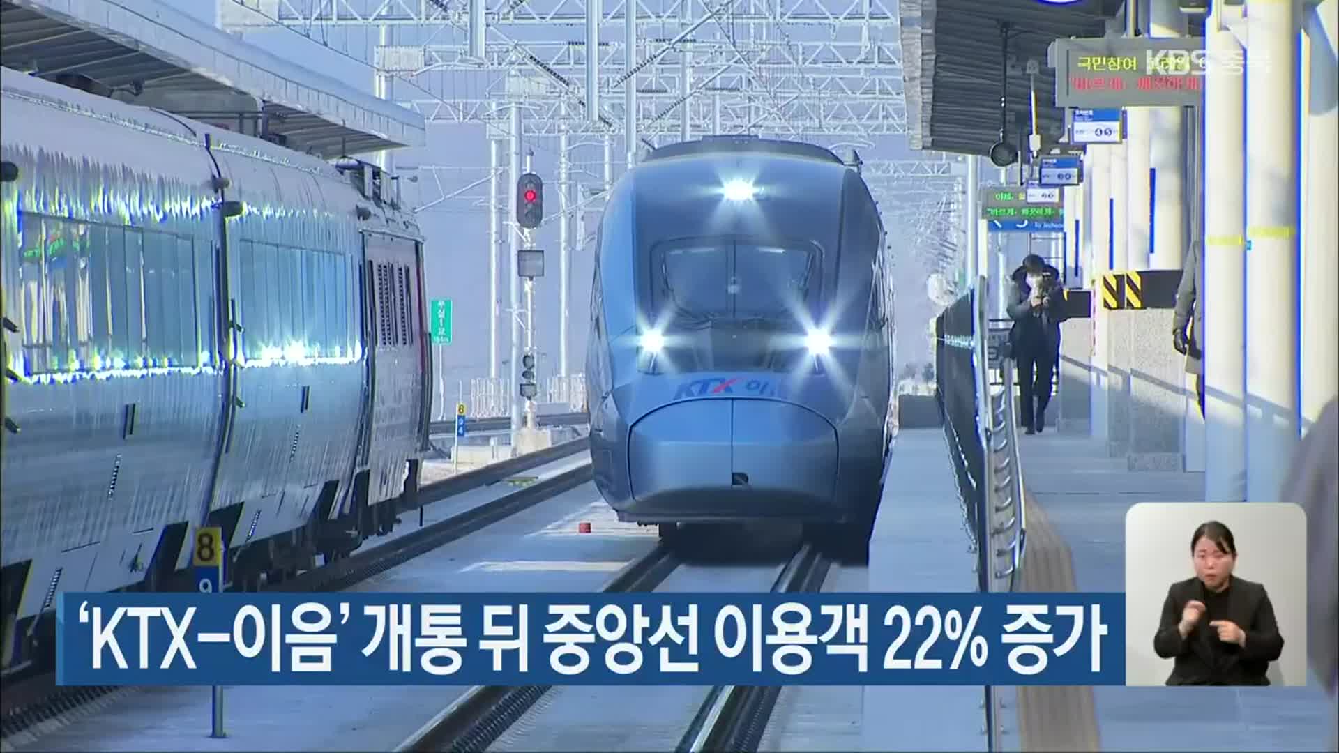 ‘KTX-이음’ 개통 뒤 중앙선 이용객 22% 증가