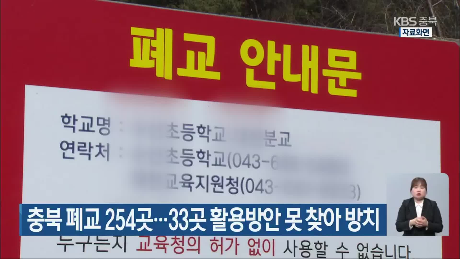 충북 폐교 254곳…33곳 활용방안 못 찾아 방치