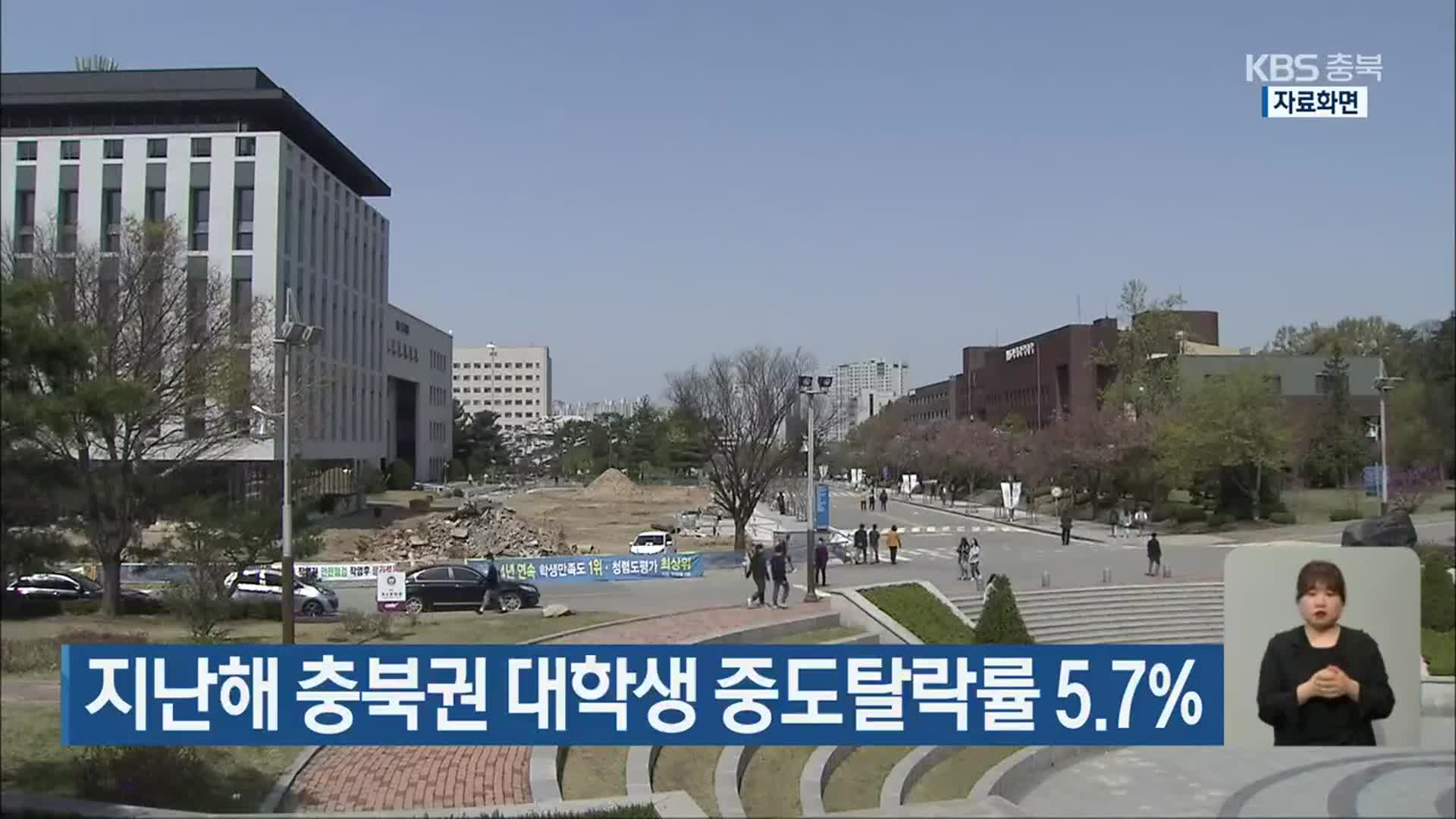 지난해 충북권 대학생 중도탈락률 5.7%