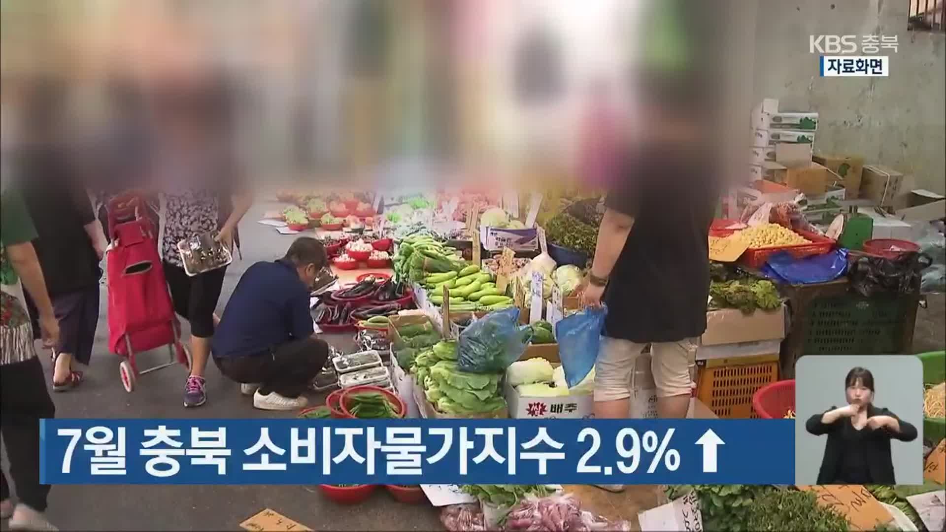 7월 충북 소비자물가지수 2.9%↑