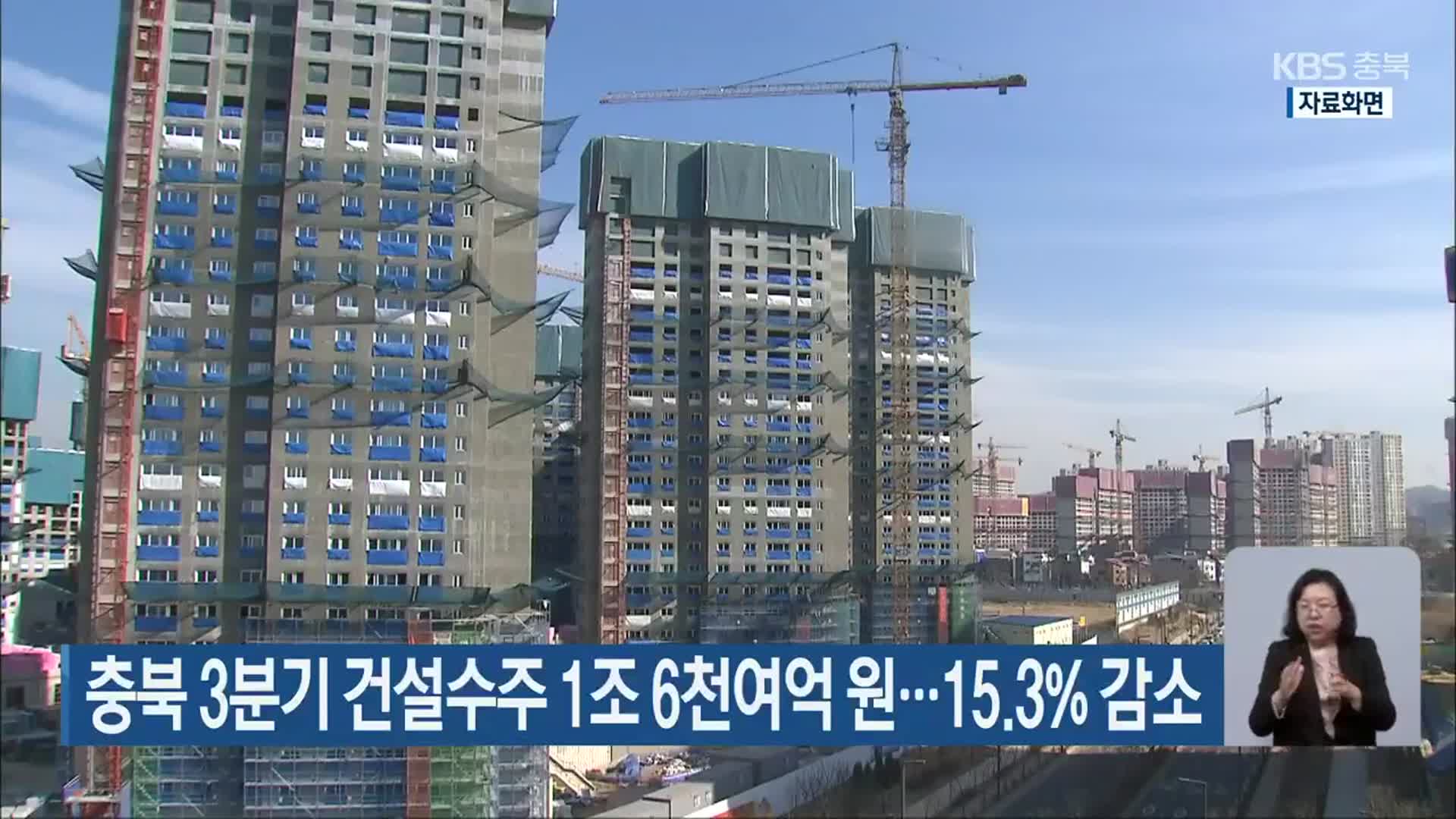 충북 3분기 건설수주 1조 6천여억 원…15.3% 감소