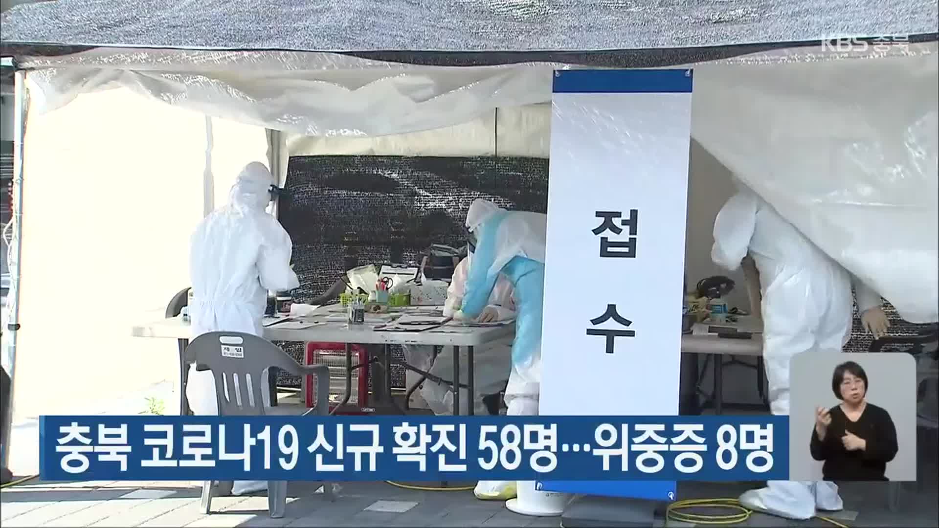 충북 코로나19 신규 확진 58명…위중증 8명