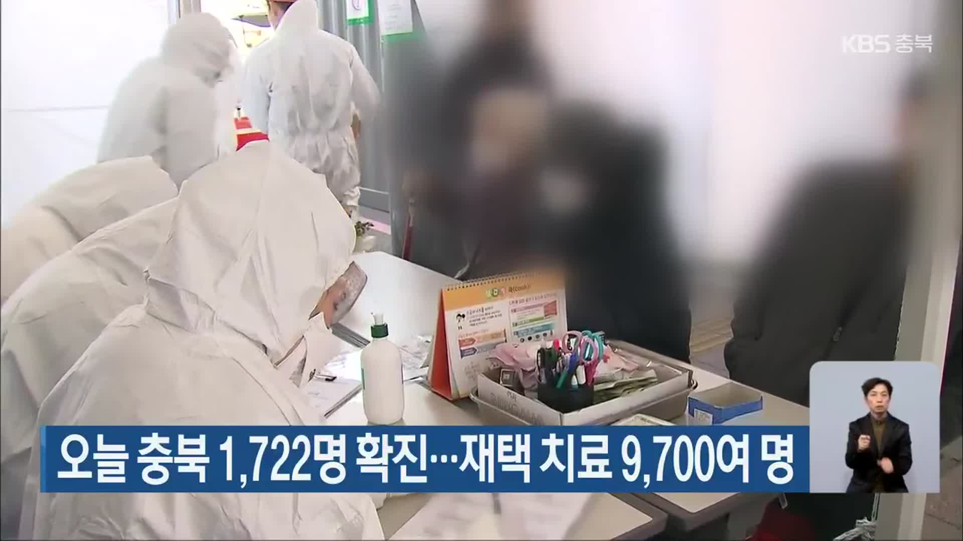 오늘 충북 1,722명 확진…재택 치료 9,700여 명