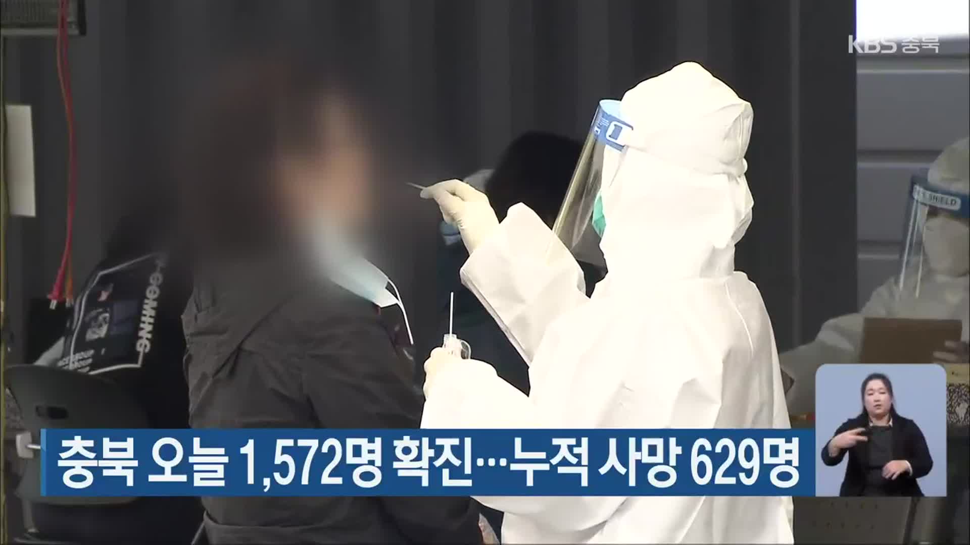 충북 오늘 1,572명 확진…누적 사망 629명