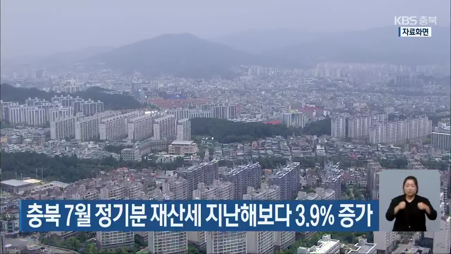 충북 7월 정기분 재산세 지난해보다 3.9% 증가
