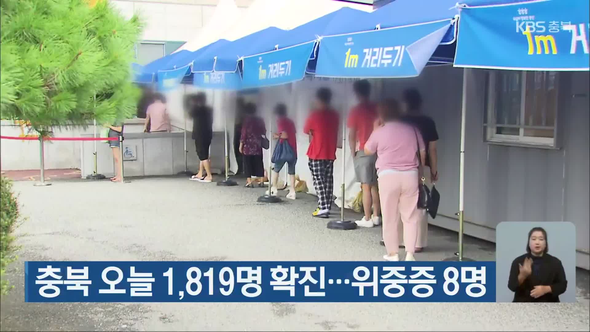 충북 오늘 1,819명 확진…위중증 8명
