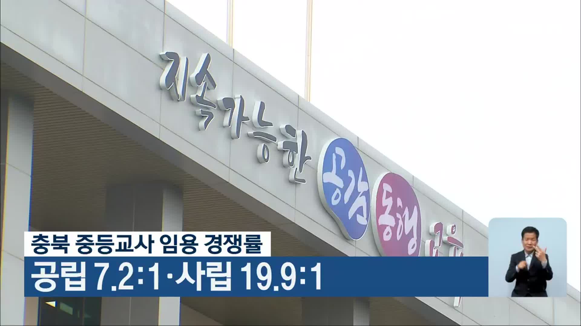 충북 중등교사 임용 경쟁률, 공립 7.2:1·사립 19.9:1