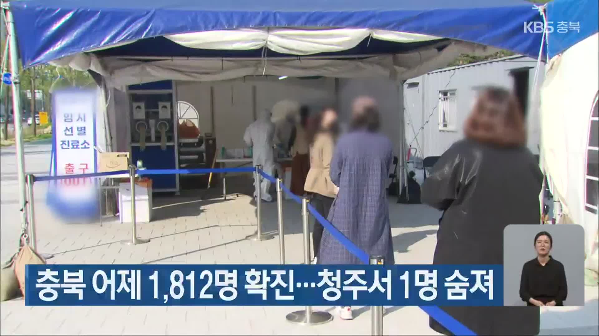 충북 어제 1,812명 확진…청주서 1명 숨져