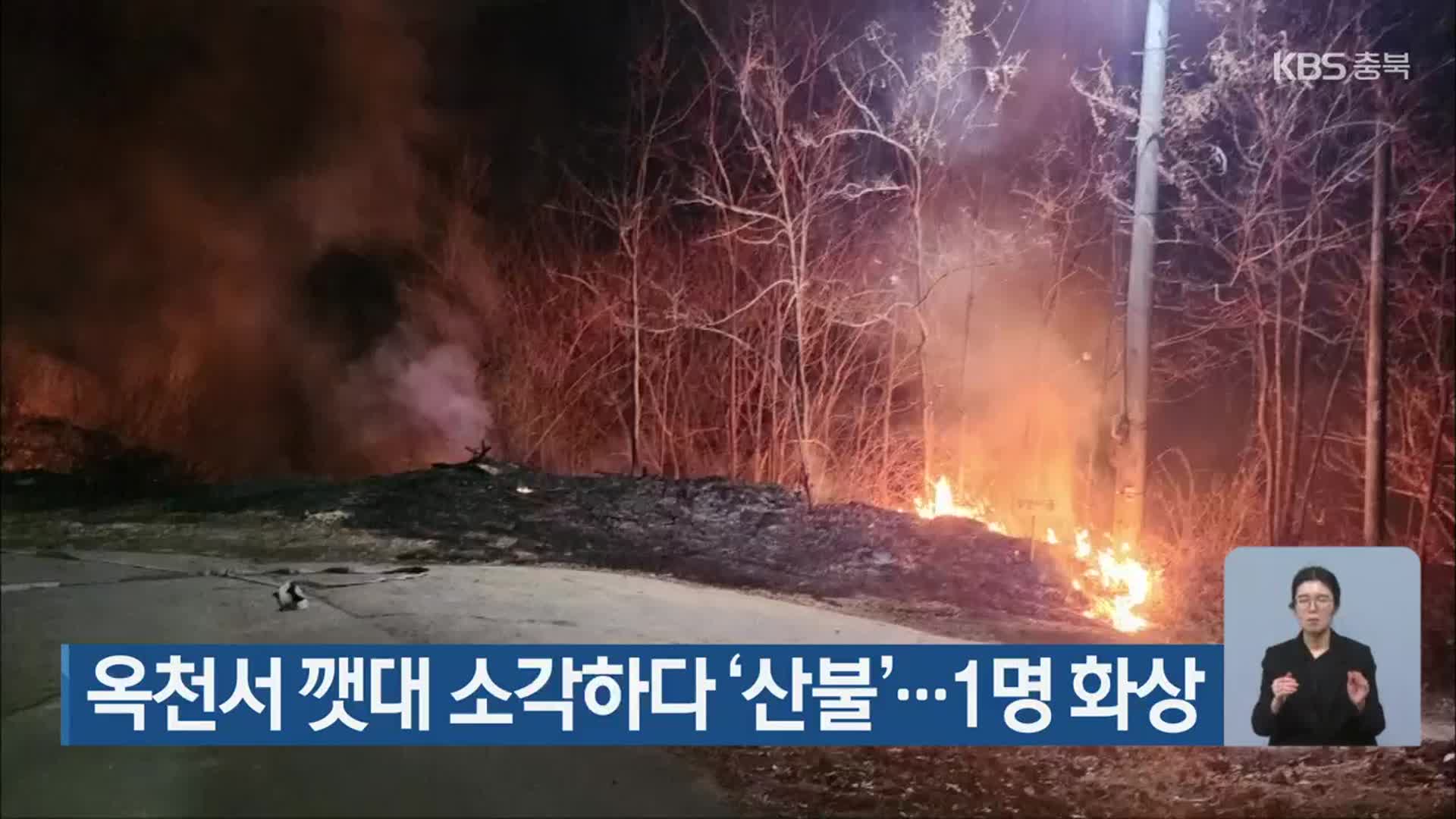옥천서 깻대 소각하다 ‘산불’…1명 화상