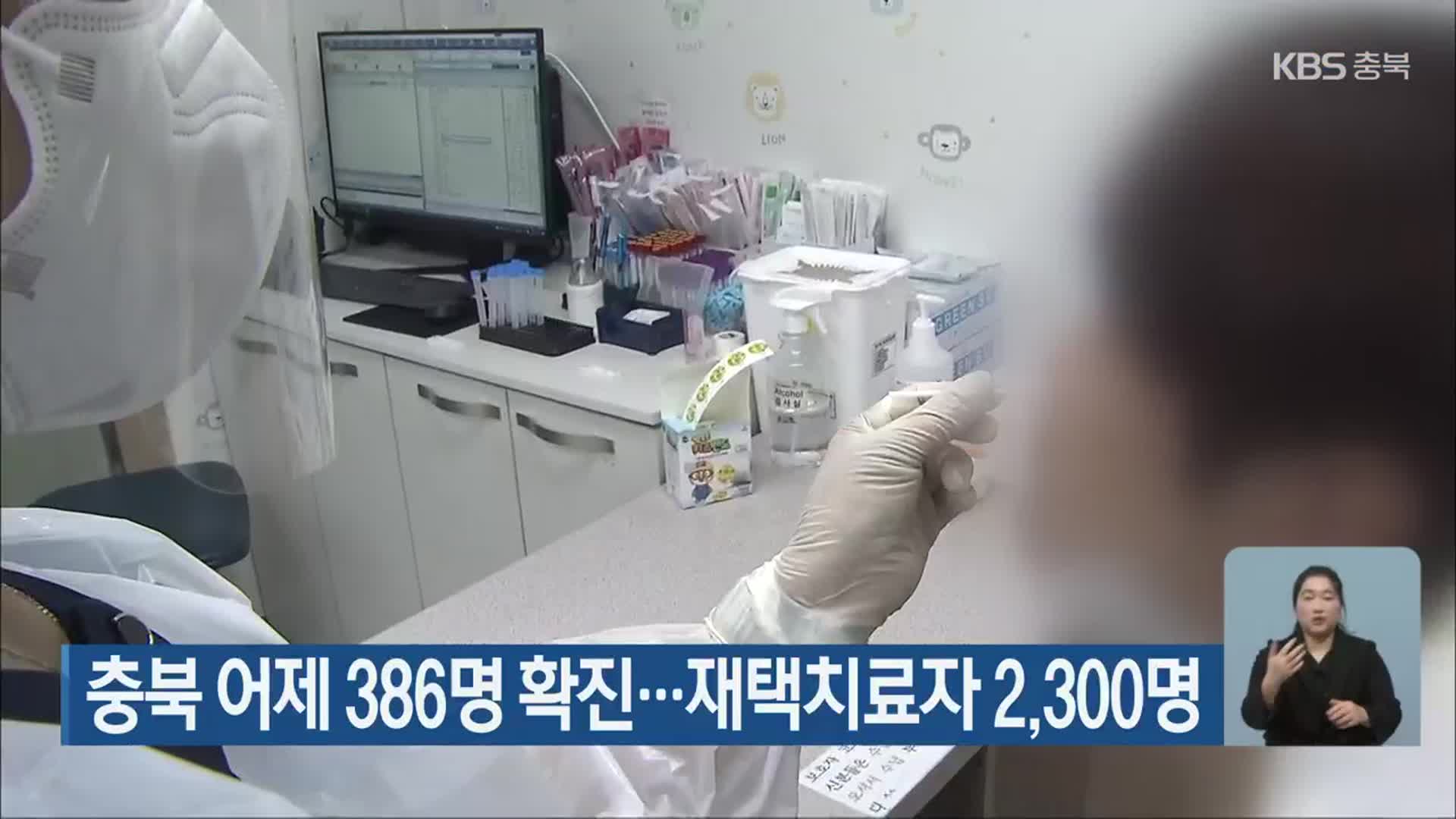 충북 어제 386명 확진…재택치료자 2,300명