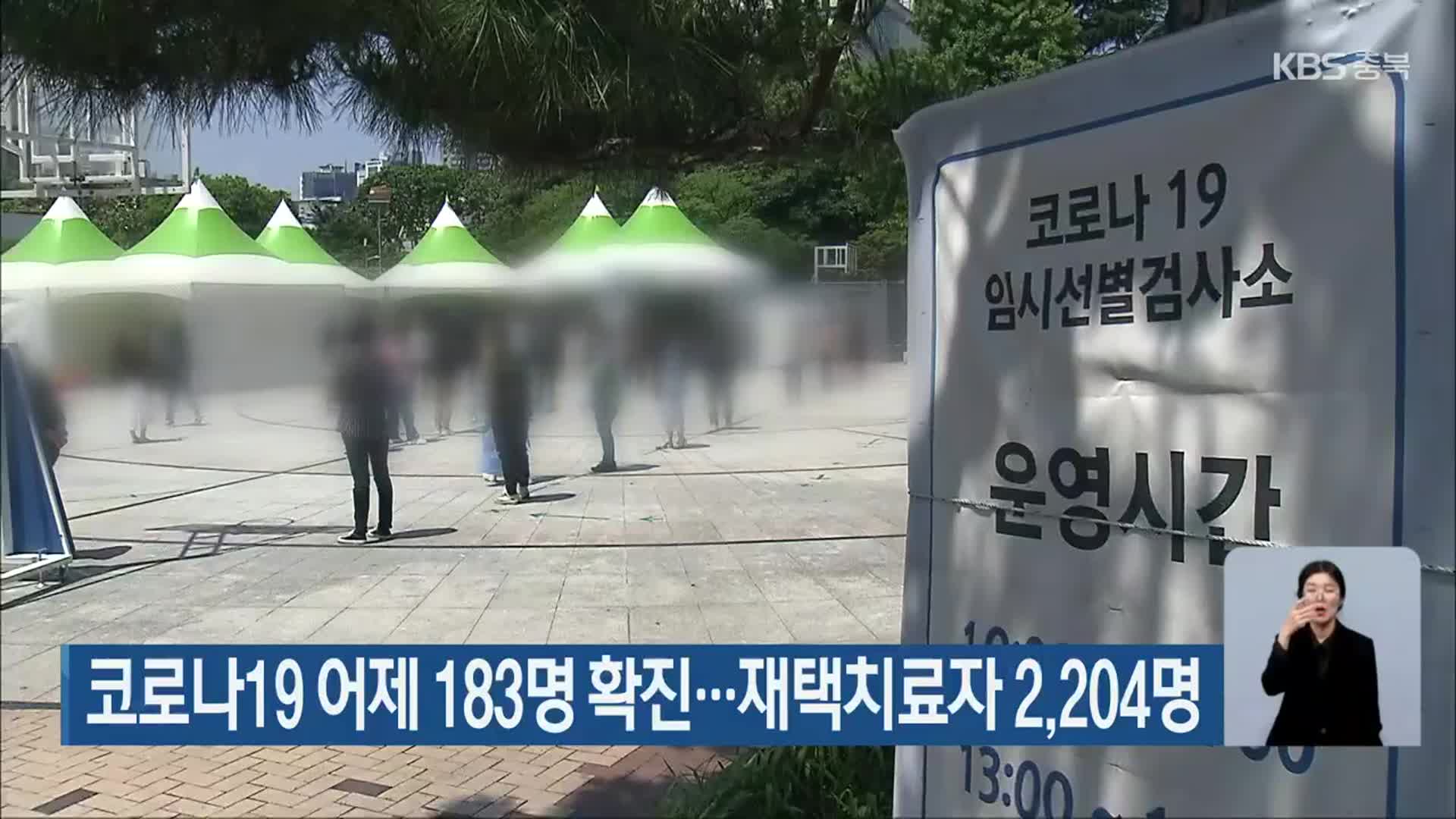 충북 코로나19 어제 183명 확진…재택치료자 2,204명