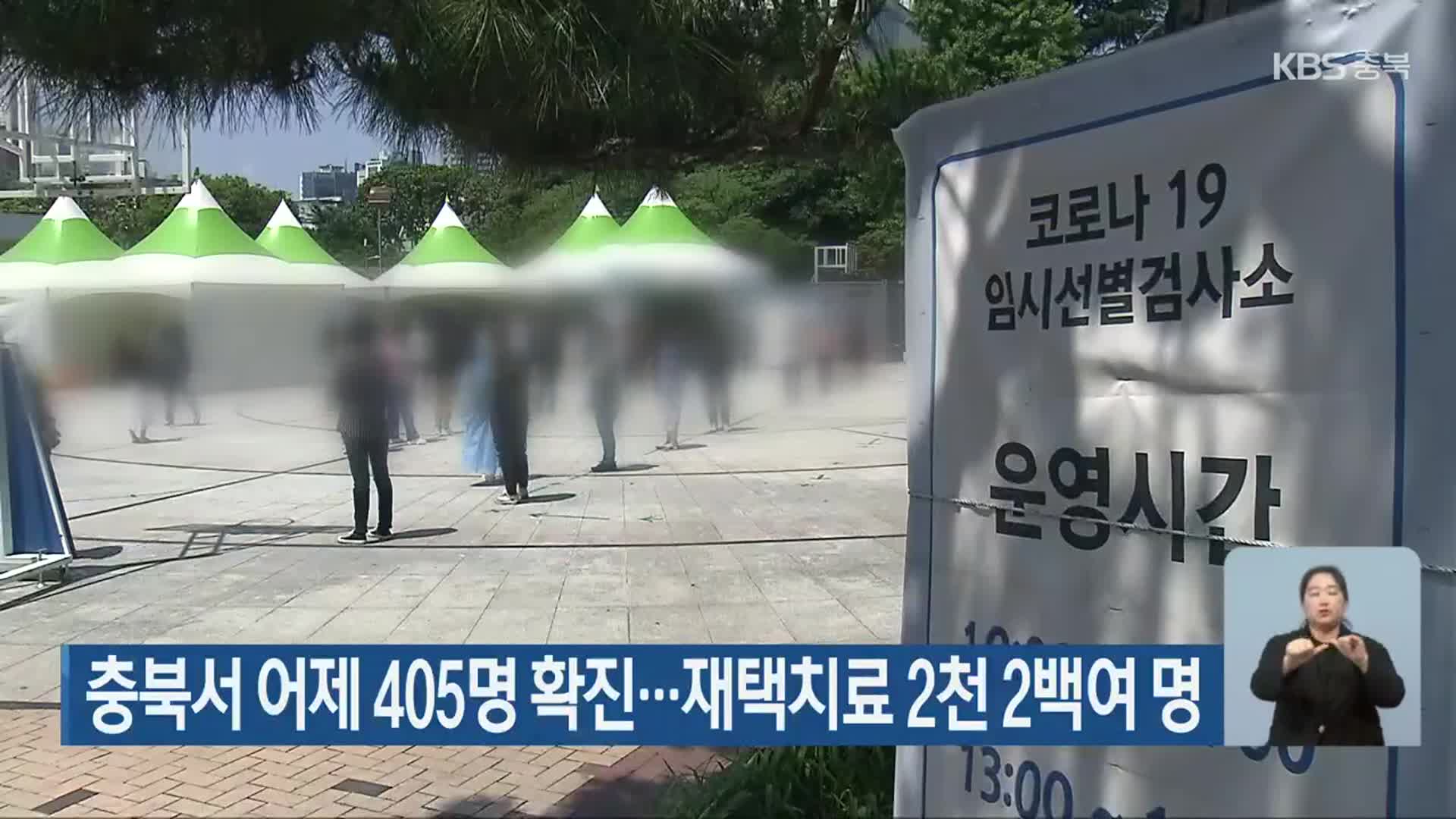 충북서 어제 405명 확진…재택치료 2천 2백여 명