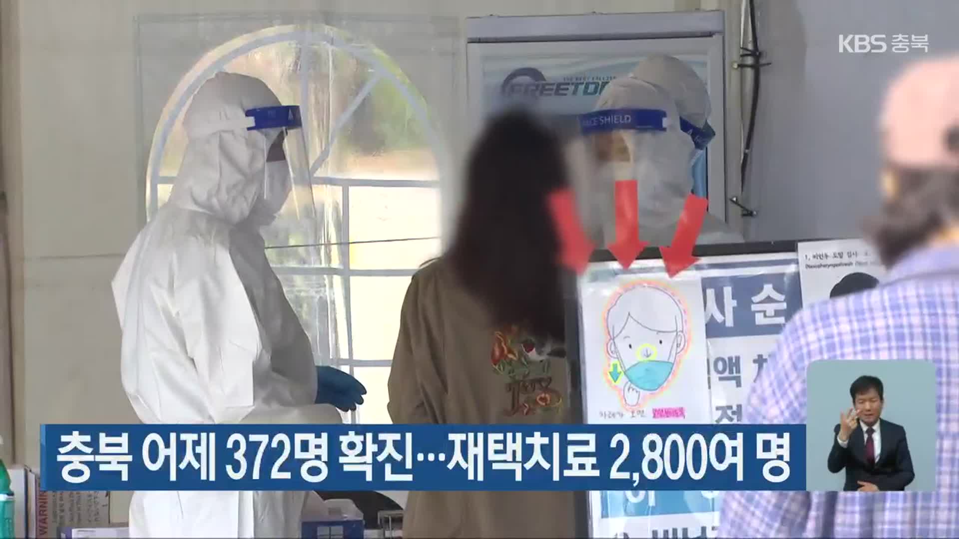 충북 어제 372명 확진…재택치료 2,800여 명