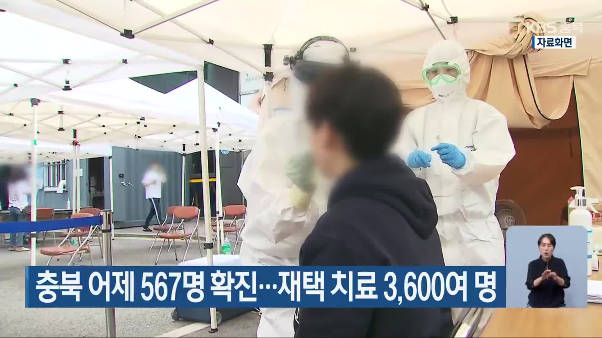 충북 어제 567명 확진…재택 치료 3,600여 명