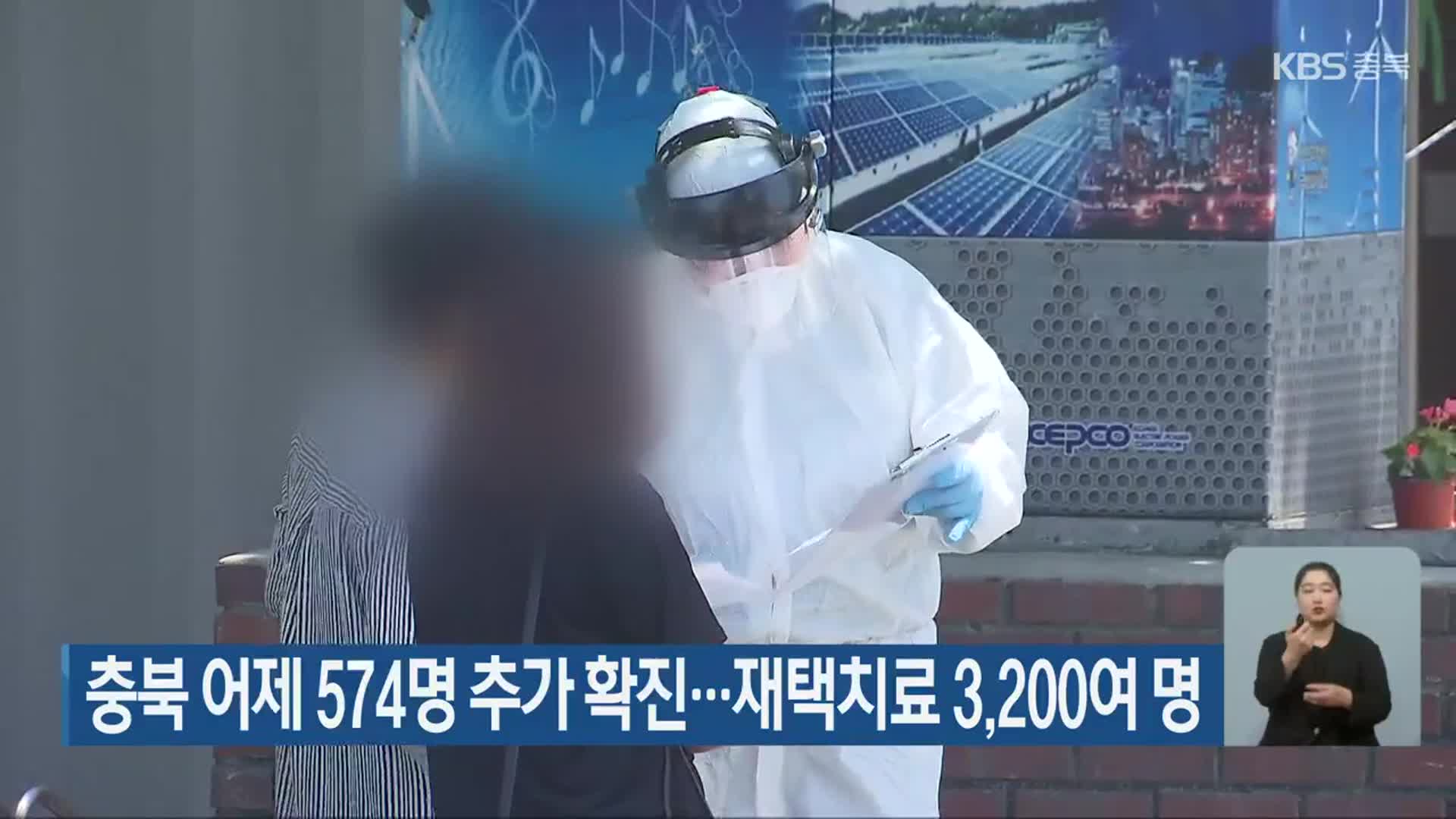 충북 어제 574명 추가 확진…재택치료 3,200여 명