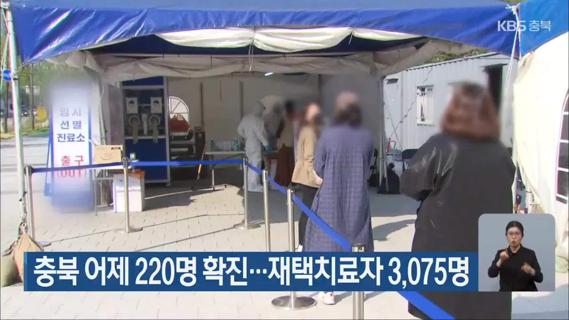 충북 어제 220명 확진…재택치료자 3,075명