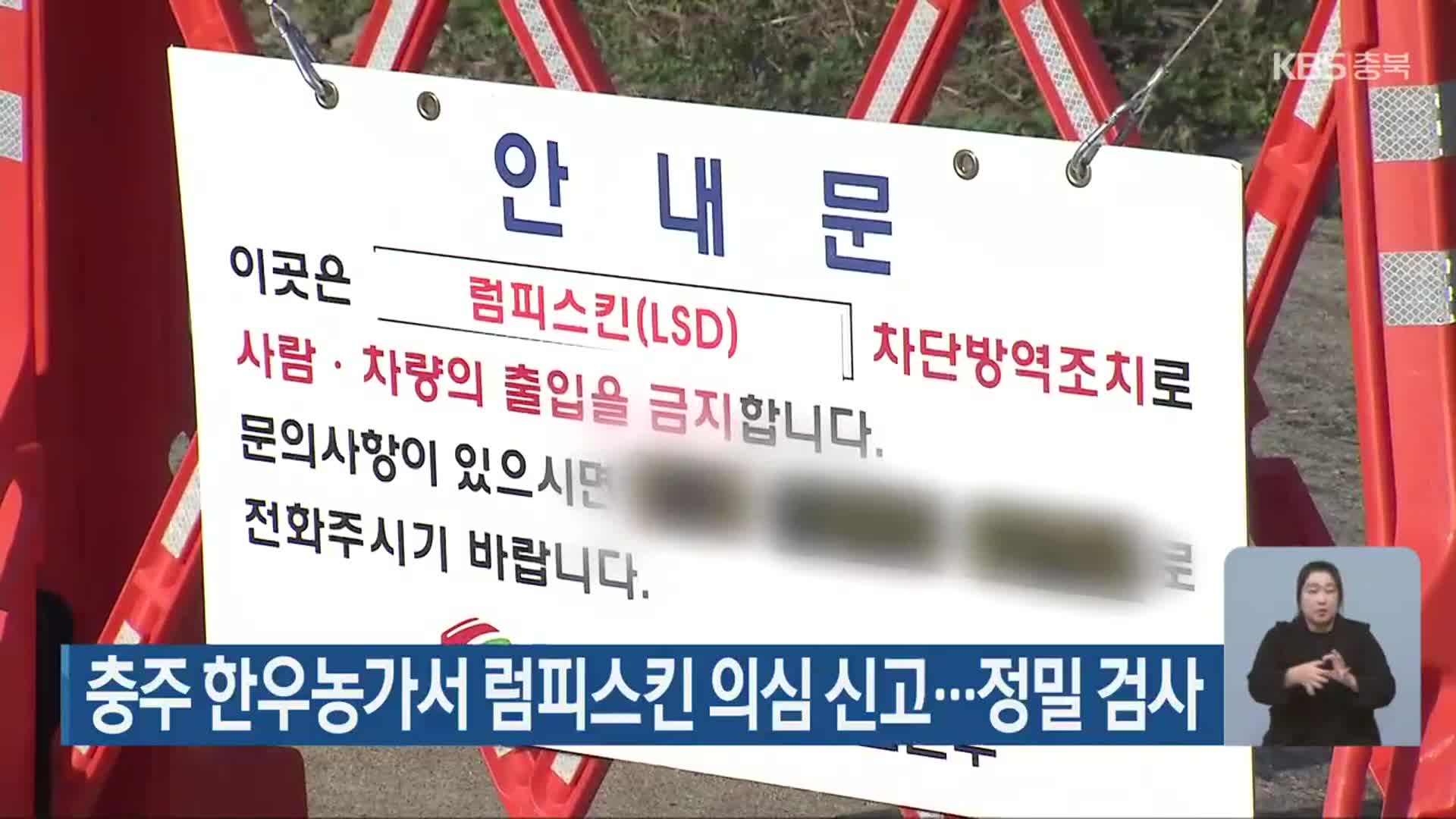 충주 한우농가서 럼피스킨 의심 신고…정밀 검사