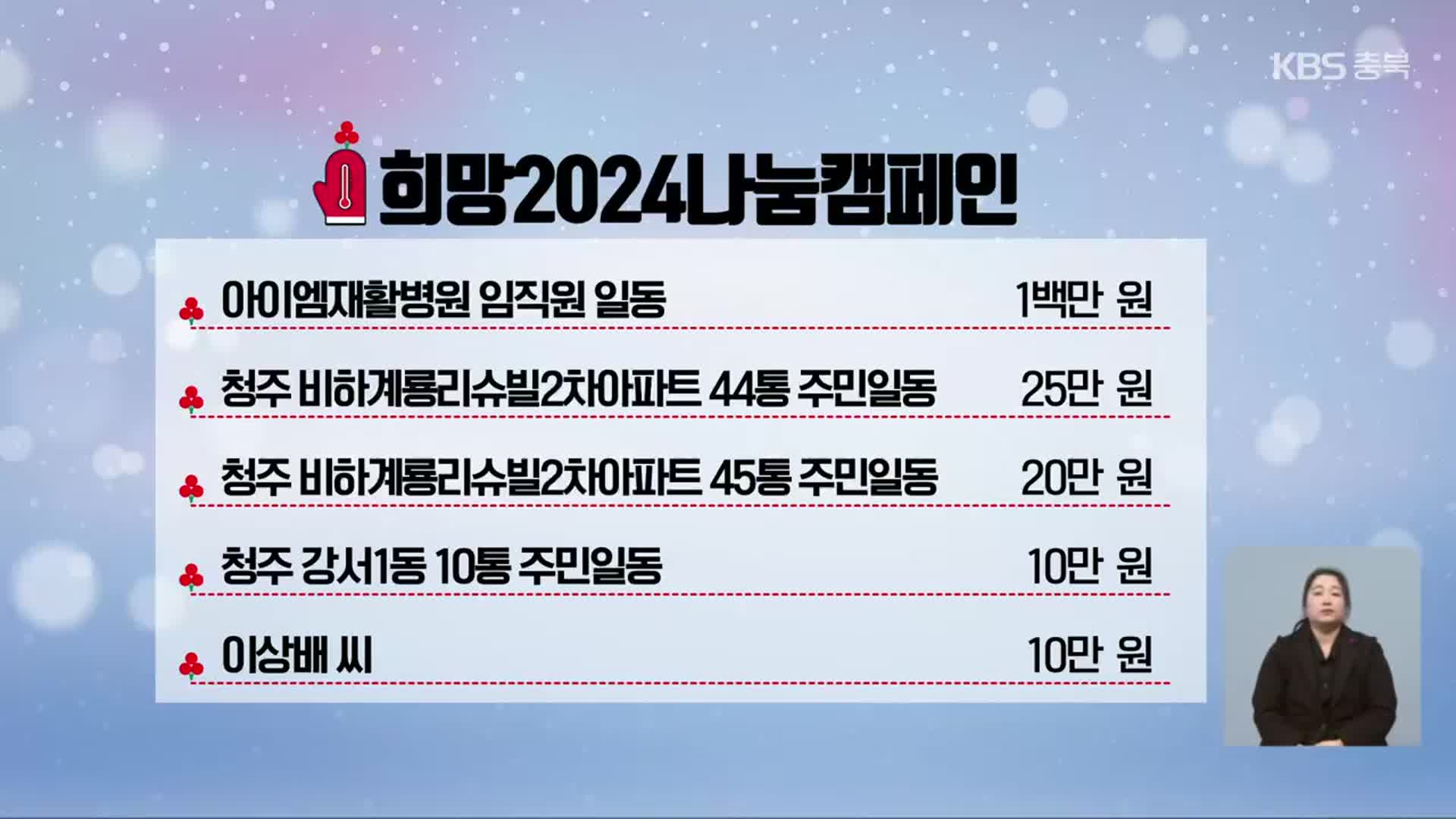 희망나눔 이웃 돕기 성금 모금