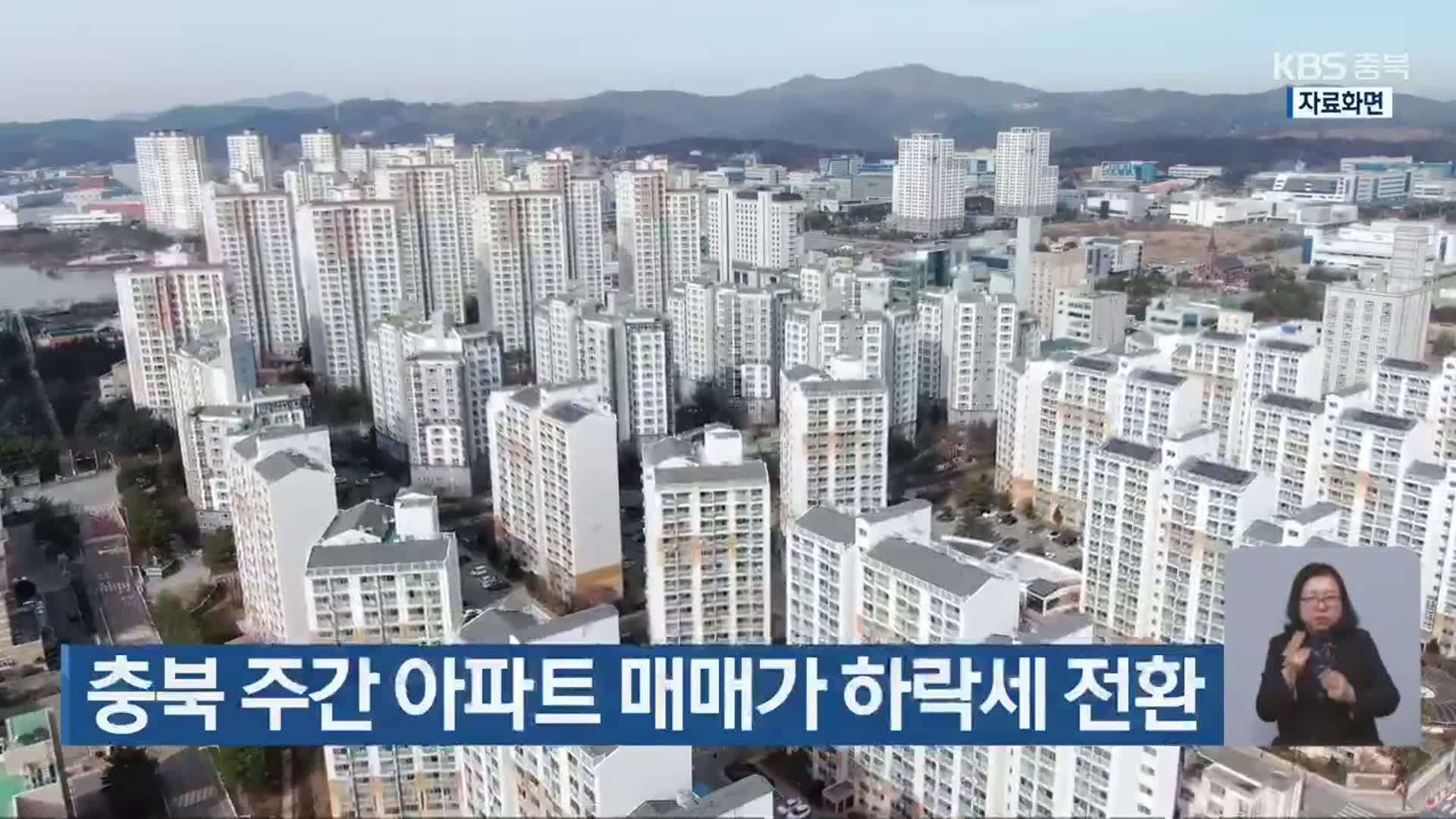 충북 주간 아파트 매매가 하락세 전환