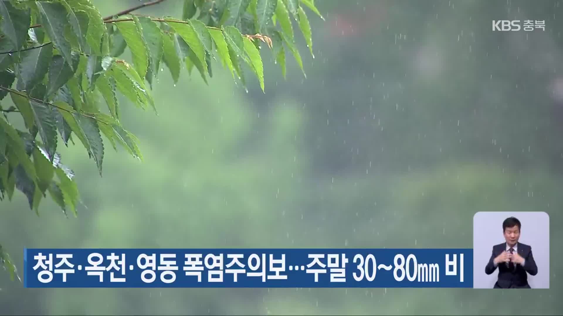 청주·옥천·영동 폭염주의보…주말 30~80mm 비