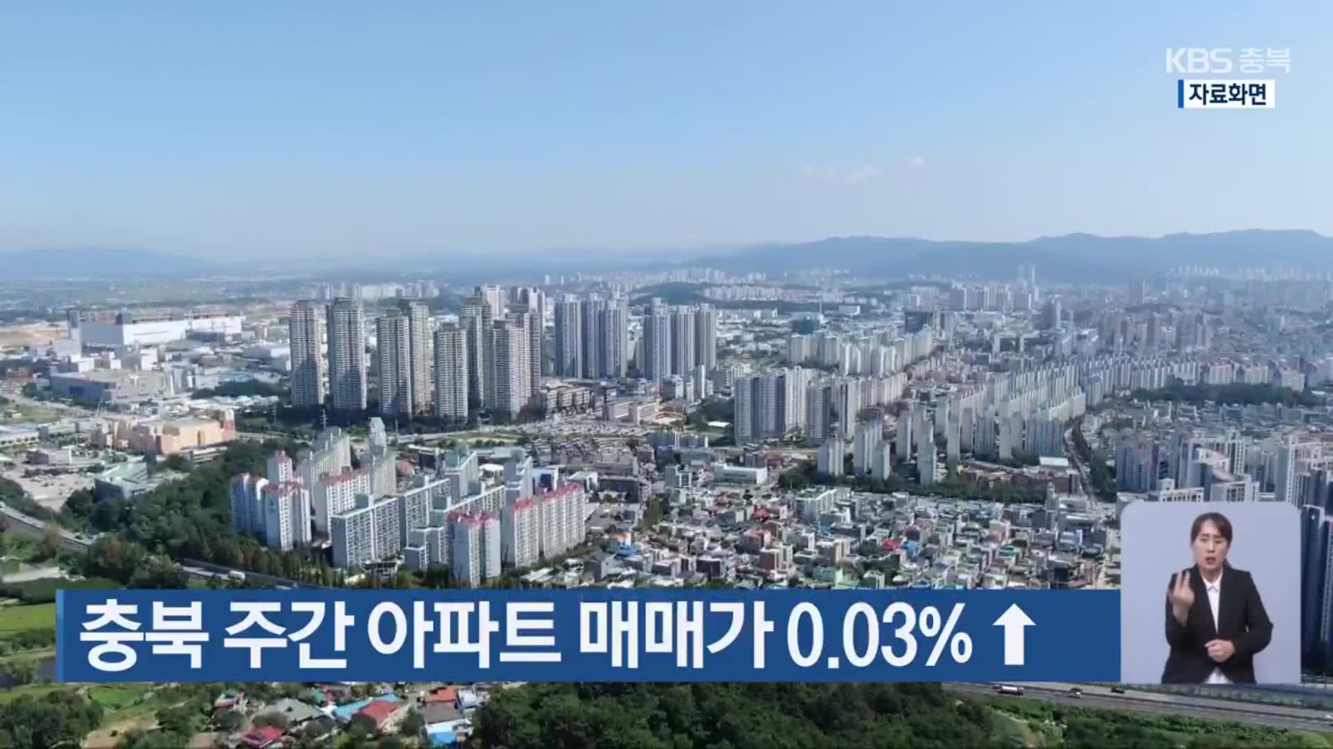 충북 주간 아파트 매매가 0.03% ↑