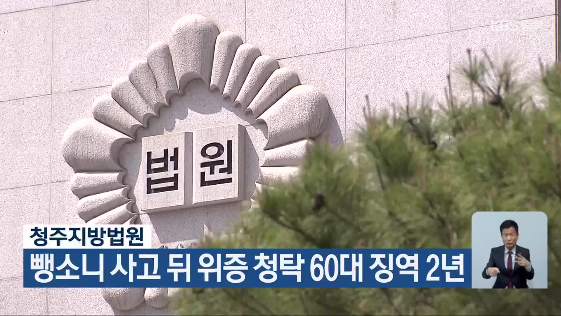 청주지방법원, 뺑소니 사고 뒤 위증 청탁 60대 징역 2년