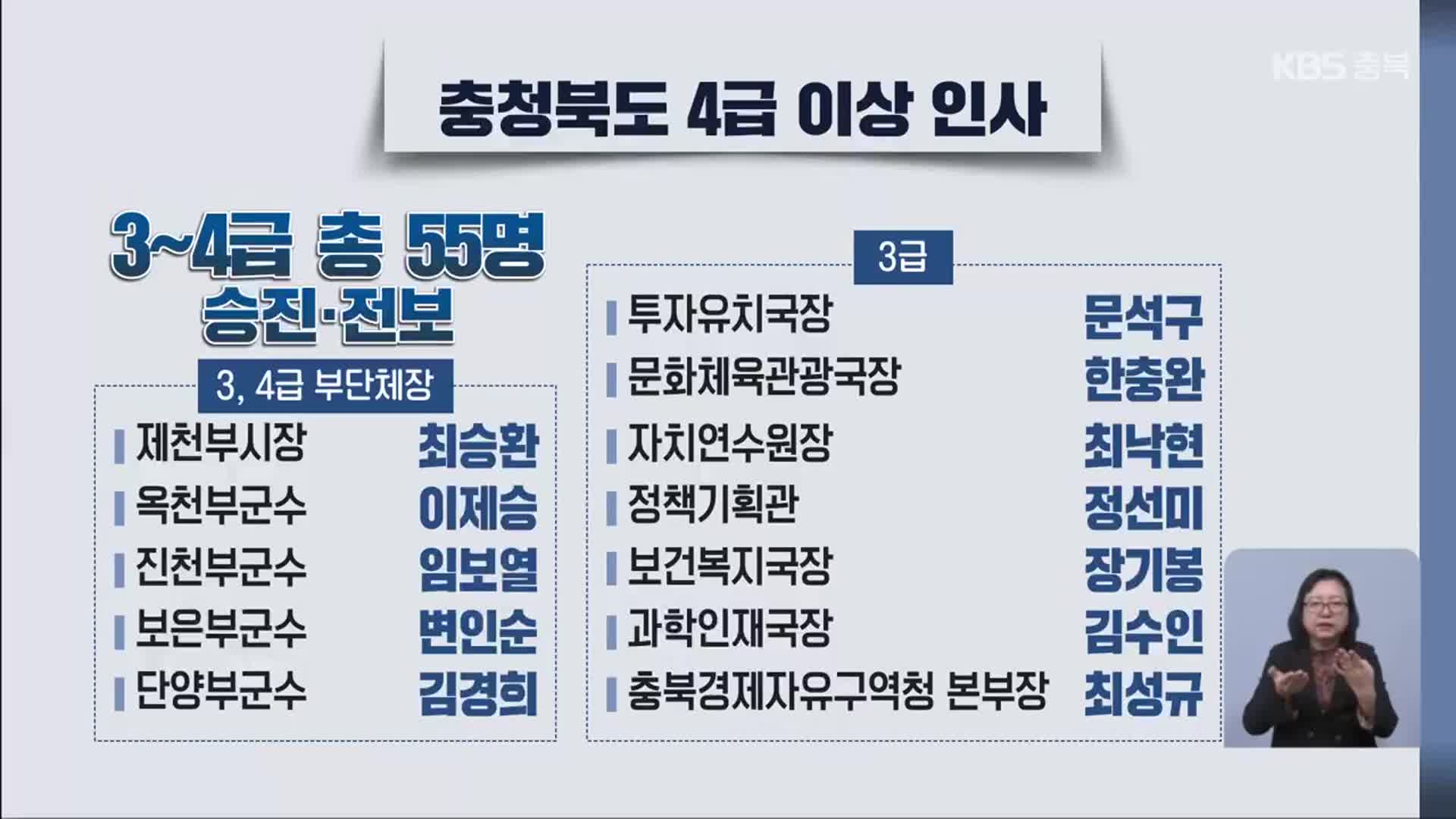 충청북도, 4급 이상 정기 인사