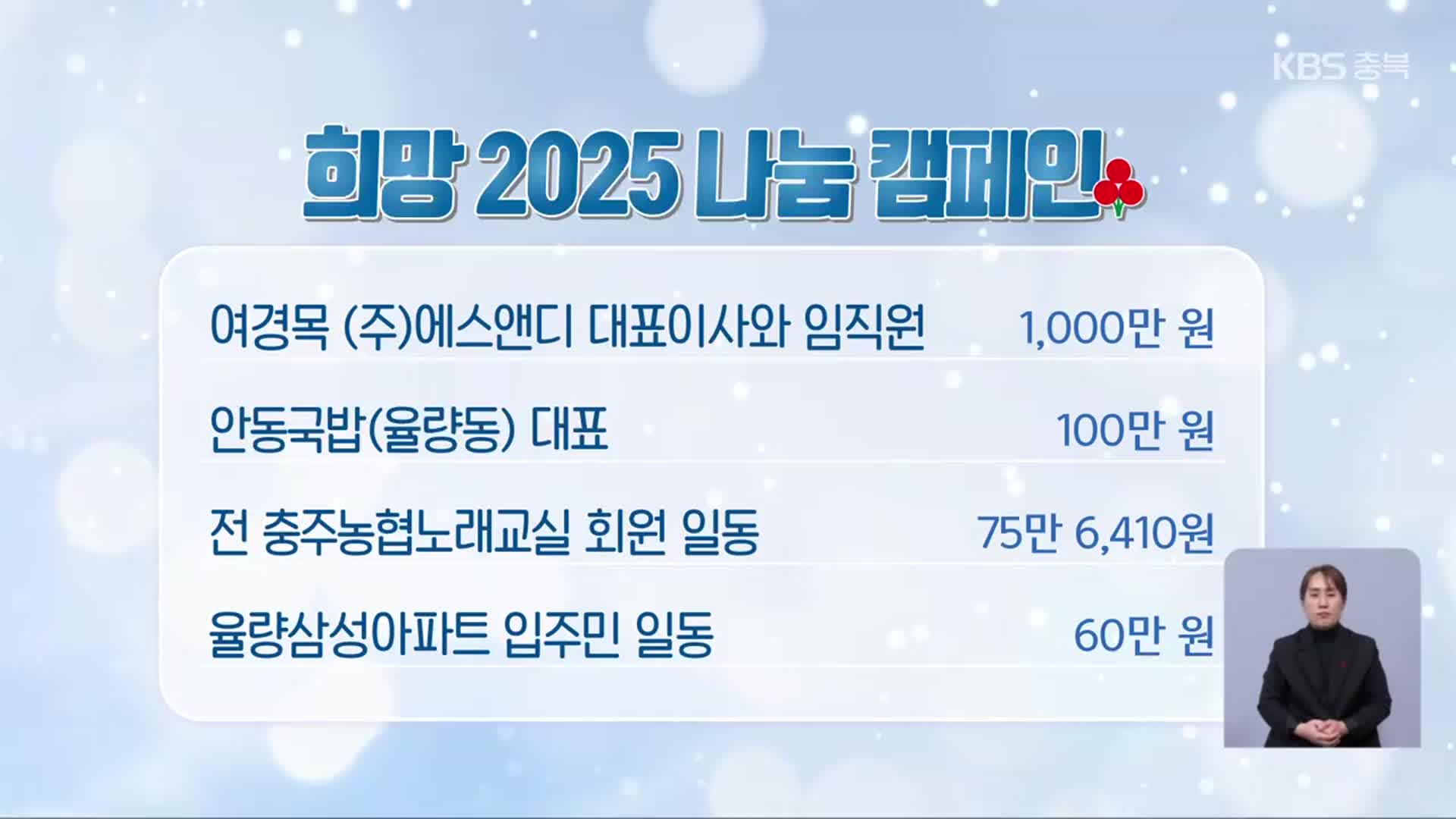 희망 2025 나눔 캠페인 이웃 돕기 성금 모금