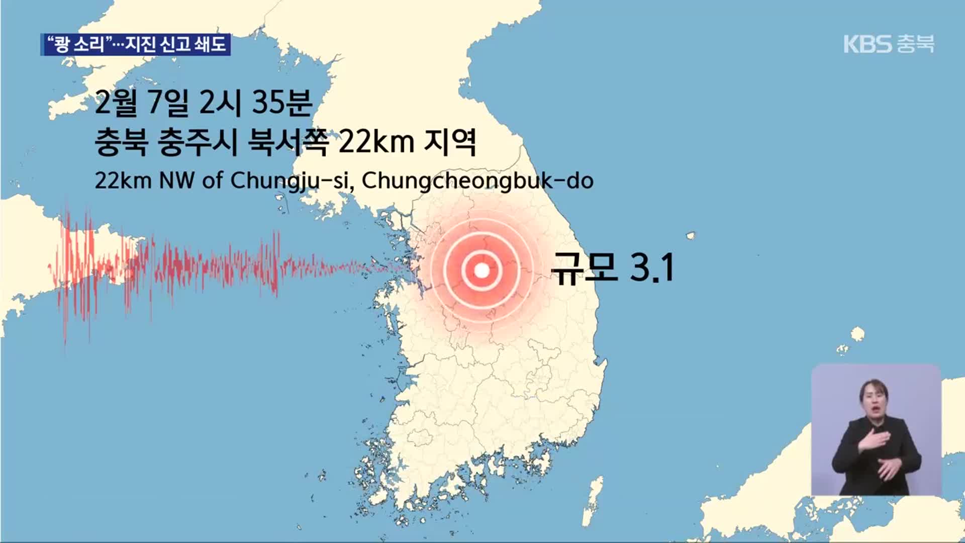 충주 규모 3.1 지진…“‘쾅’ 폭발음 들렸다”