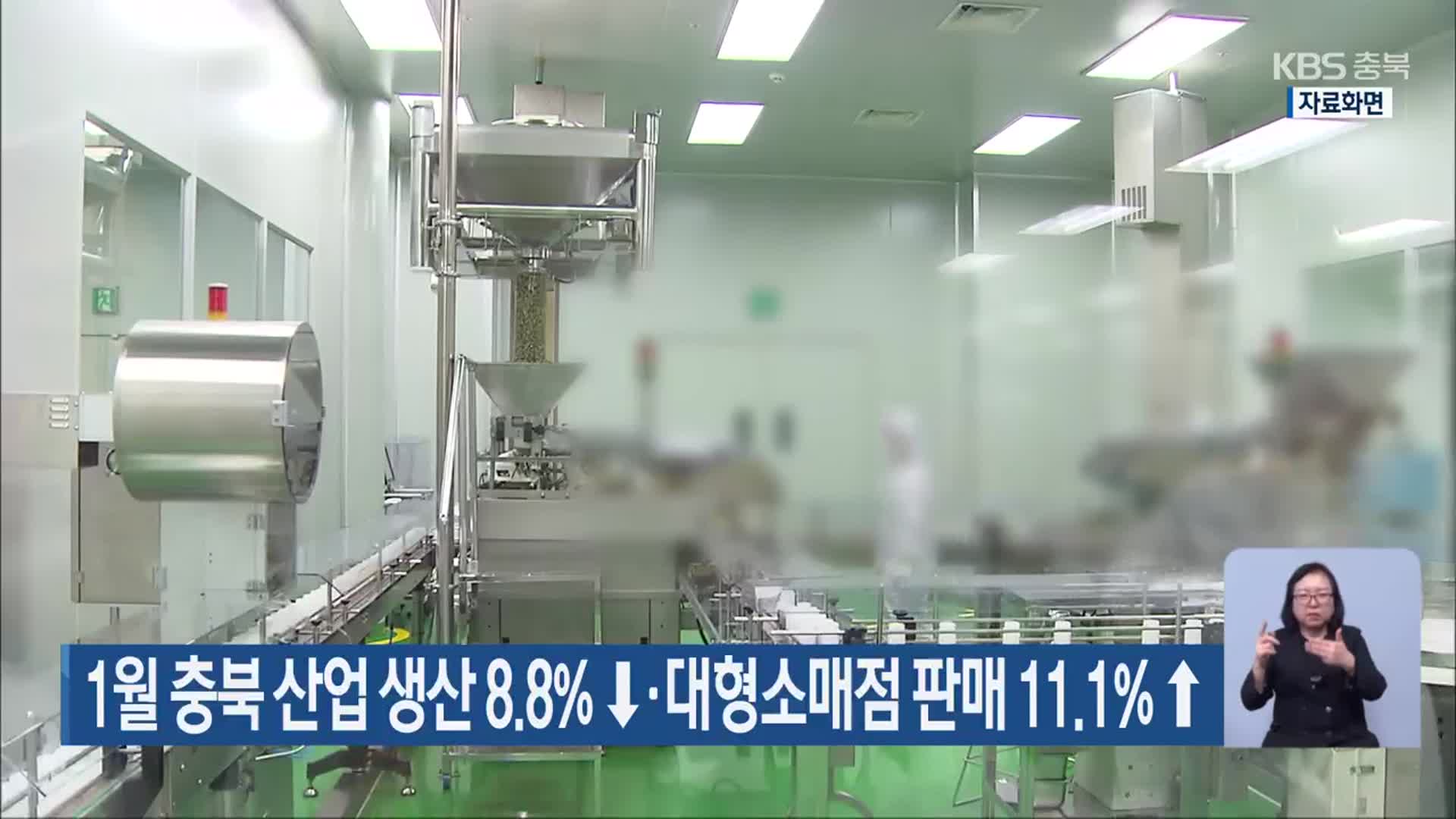 1월 충북 산업 생산 8.8%↓·대형소매점 판매 11.1%↑