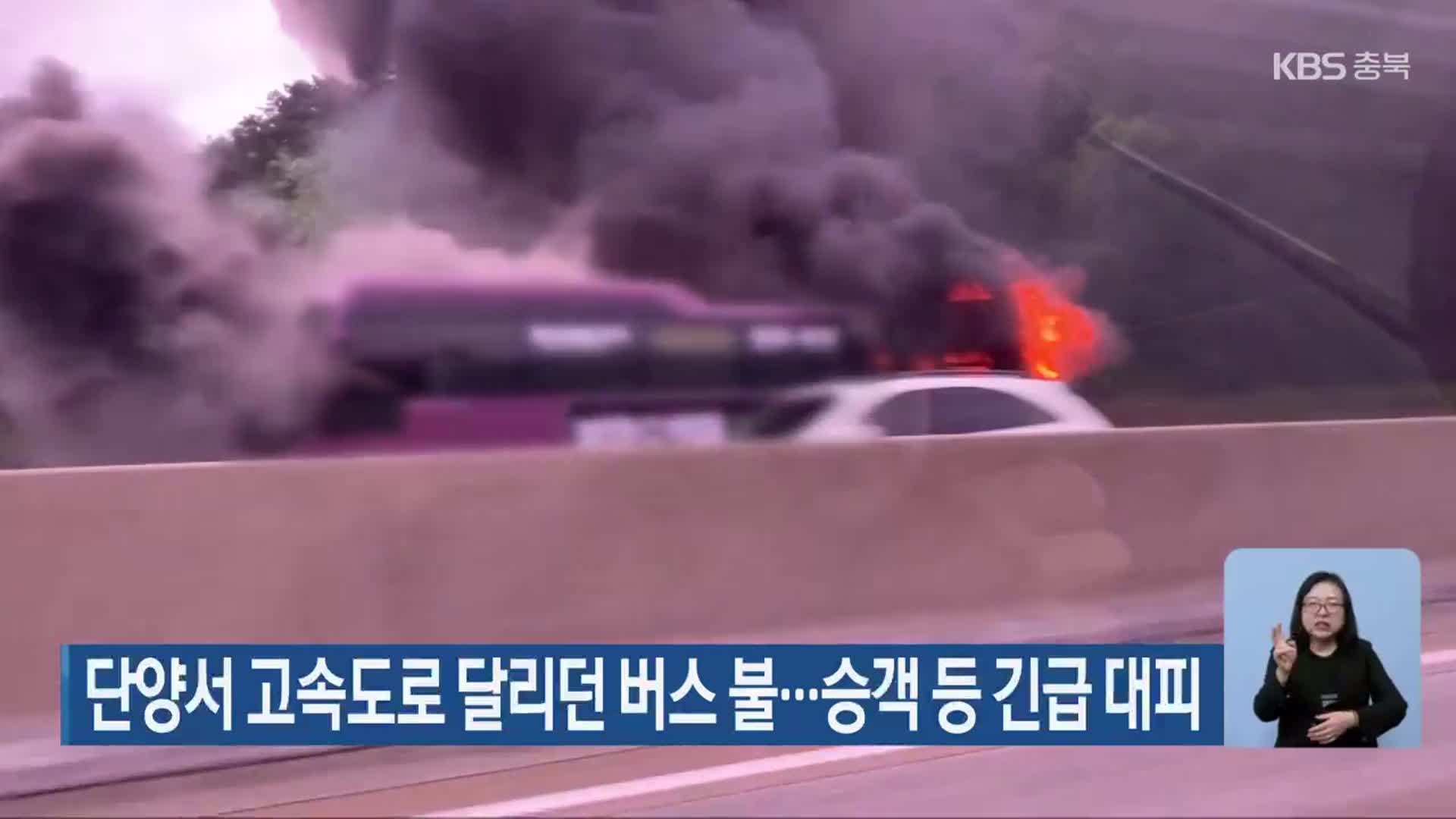 단양서 고속도로 달리던 버스 불…승객 등 긴급 대피