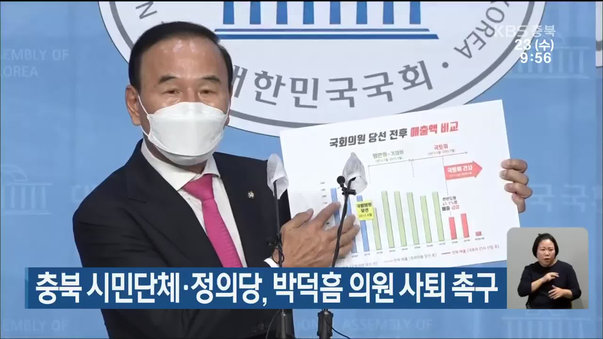 충북 시민단체·정의당, 박덕흠 의원 사퇴 촉구