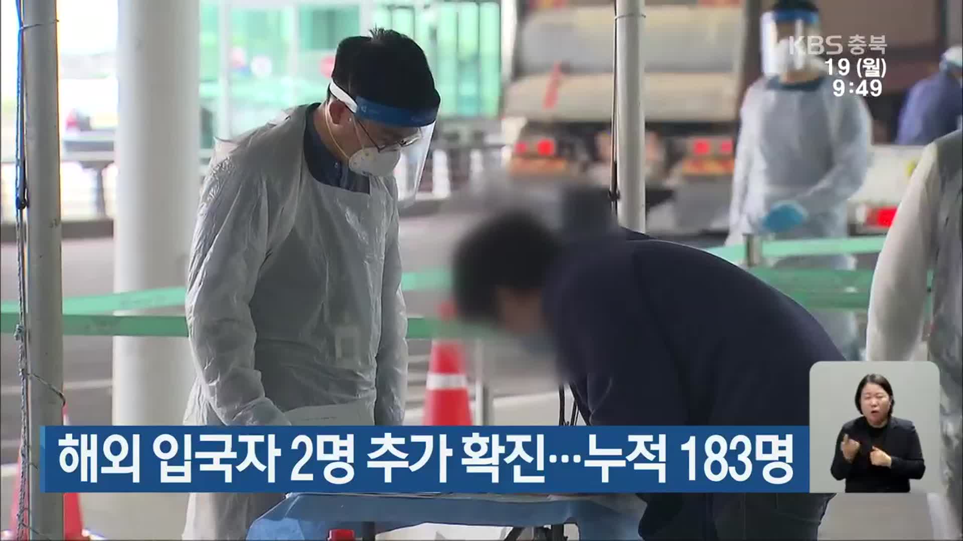 충북 해외 입국자 2명 추가 확진…누적 183명